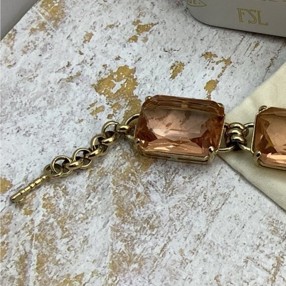 Fossil Gold and Peach Glass Bracelet with Links Design - Picture 7 of 8